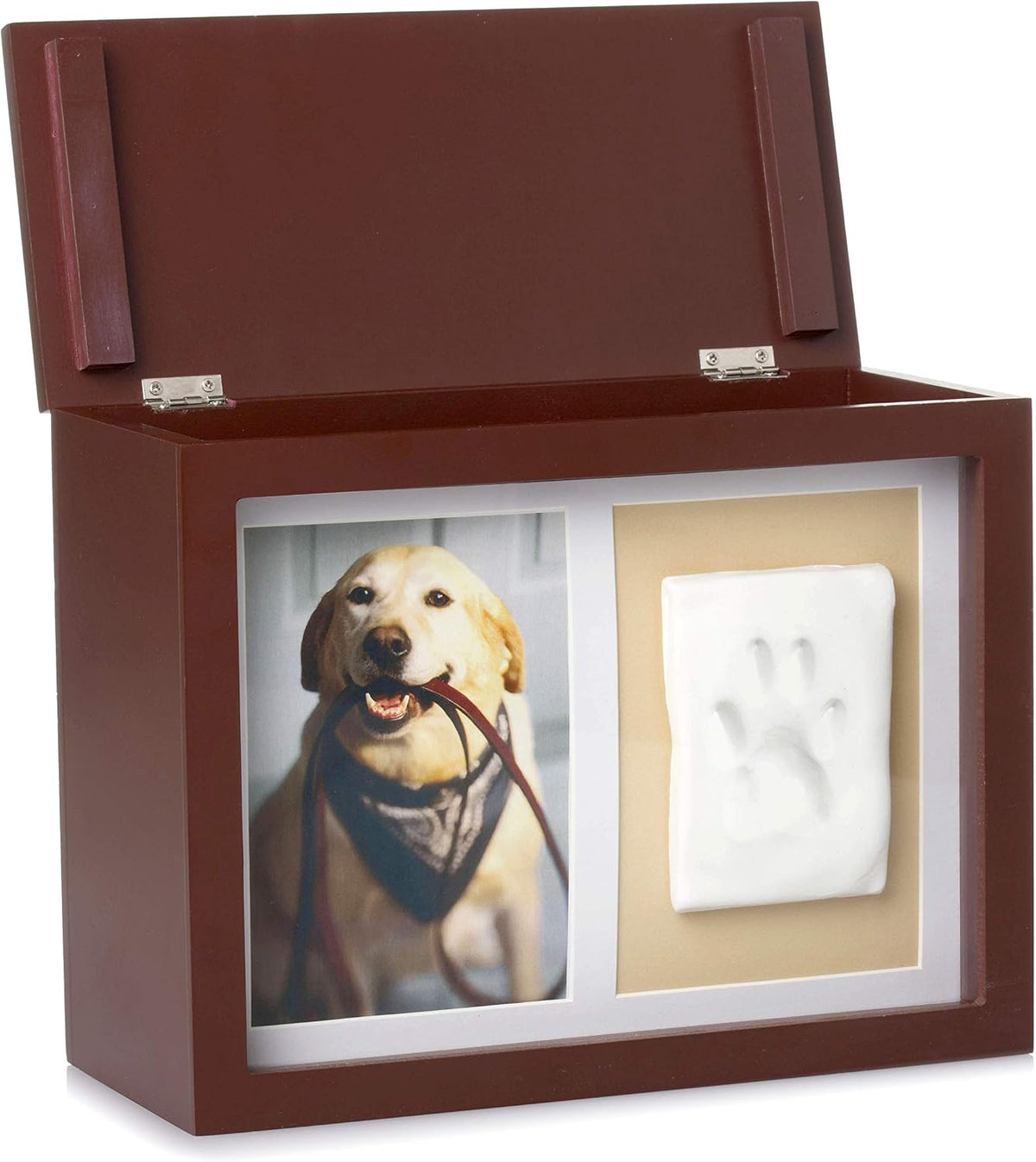 Pearhead Pet Ceramic Forever in Our Hearts Urn, Pet Memorial - Espresso Clay Pawprint Urn - image 4