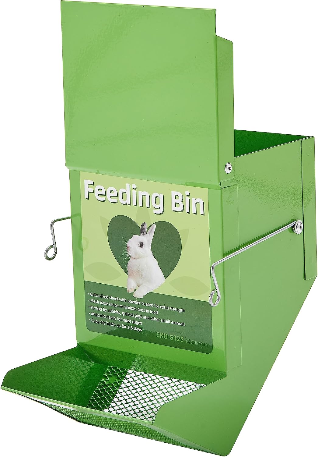 Metal Small Animal Feeder with Lid, Heavy Duty - 4.6 inch / Green - image 3