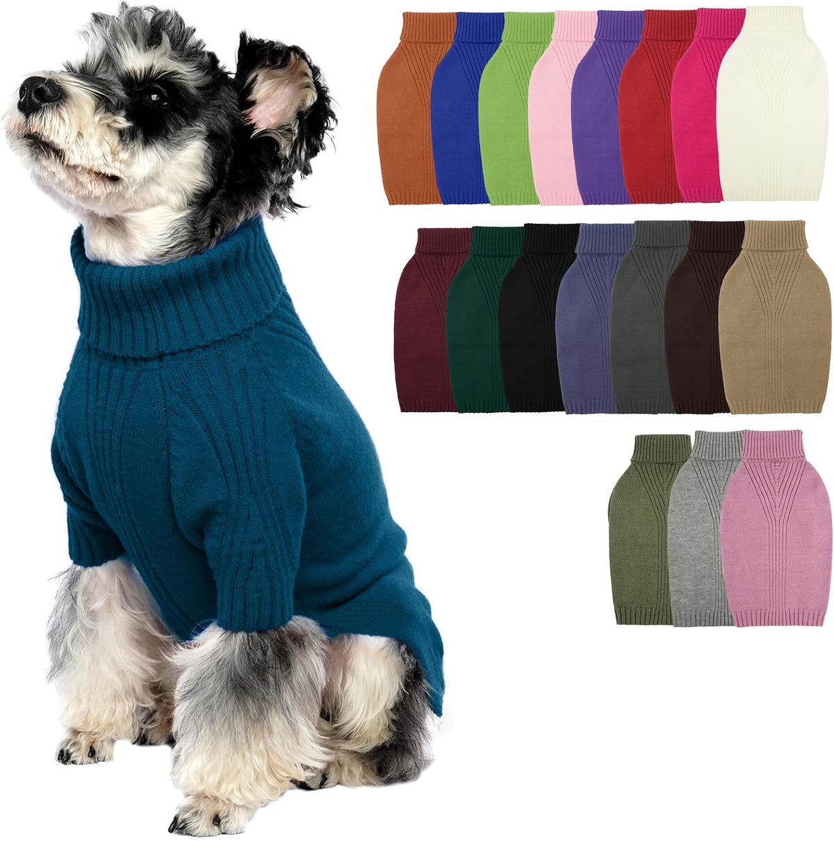 XL Dog Sweater, Winter Doggy Clothes for Medium Dogs Girl Boy – Essentials for Dogs - Peacock Blue / Medium