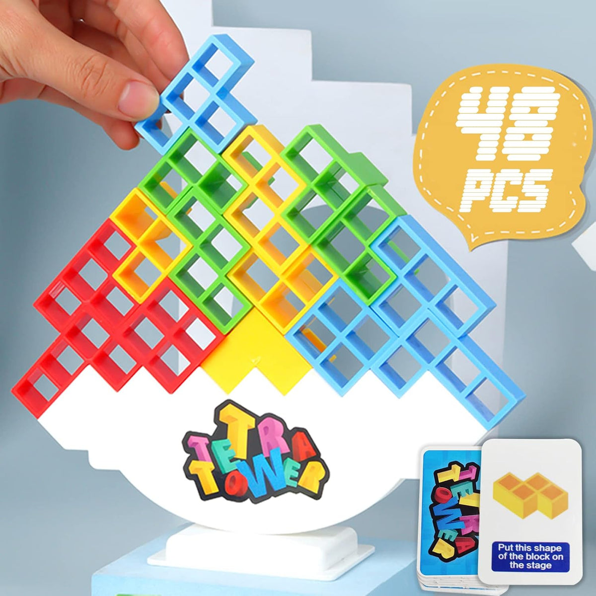 ALKISTA 48 Pcs Tetra Tower Balance Stacking Blocks Game