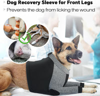 Lelepet black dog front leg sleeve, size M, with elbow pads and back zipper - view 3