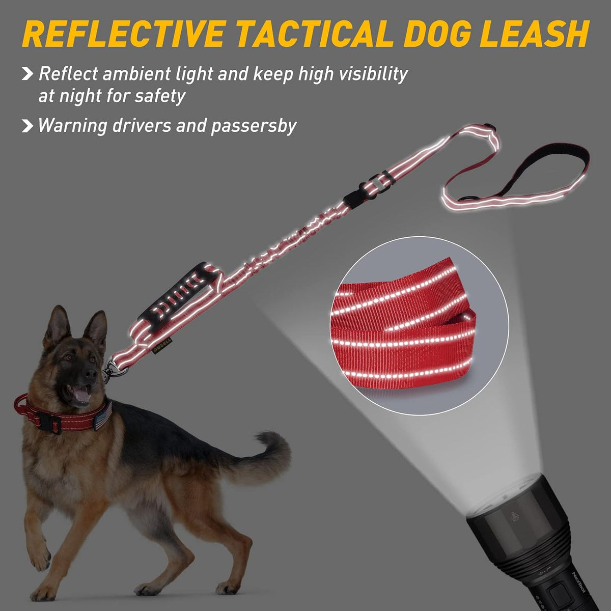 AUBELL Tactical Dog Leash Heavy Duty - Red - image 3