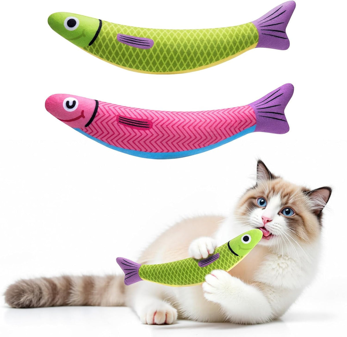 PetBusy Cat Toys with [5000 mg A+Natural Catnip & Silvervine] Kicker - Green+Pink