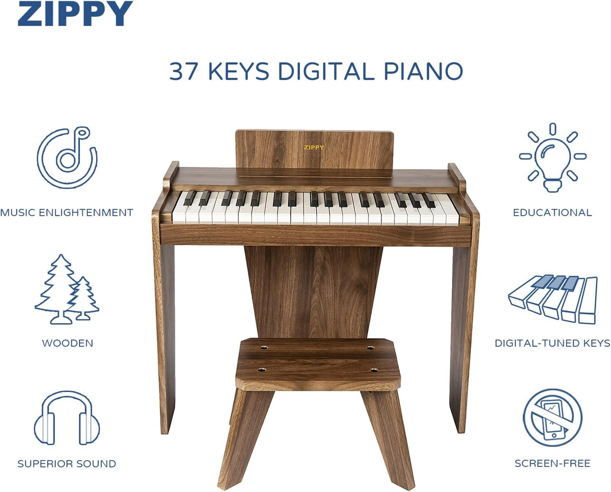 Kids Piano Keyboard, 37 Keys Digital Piano for Kids - Walnut Basic - image 2