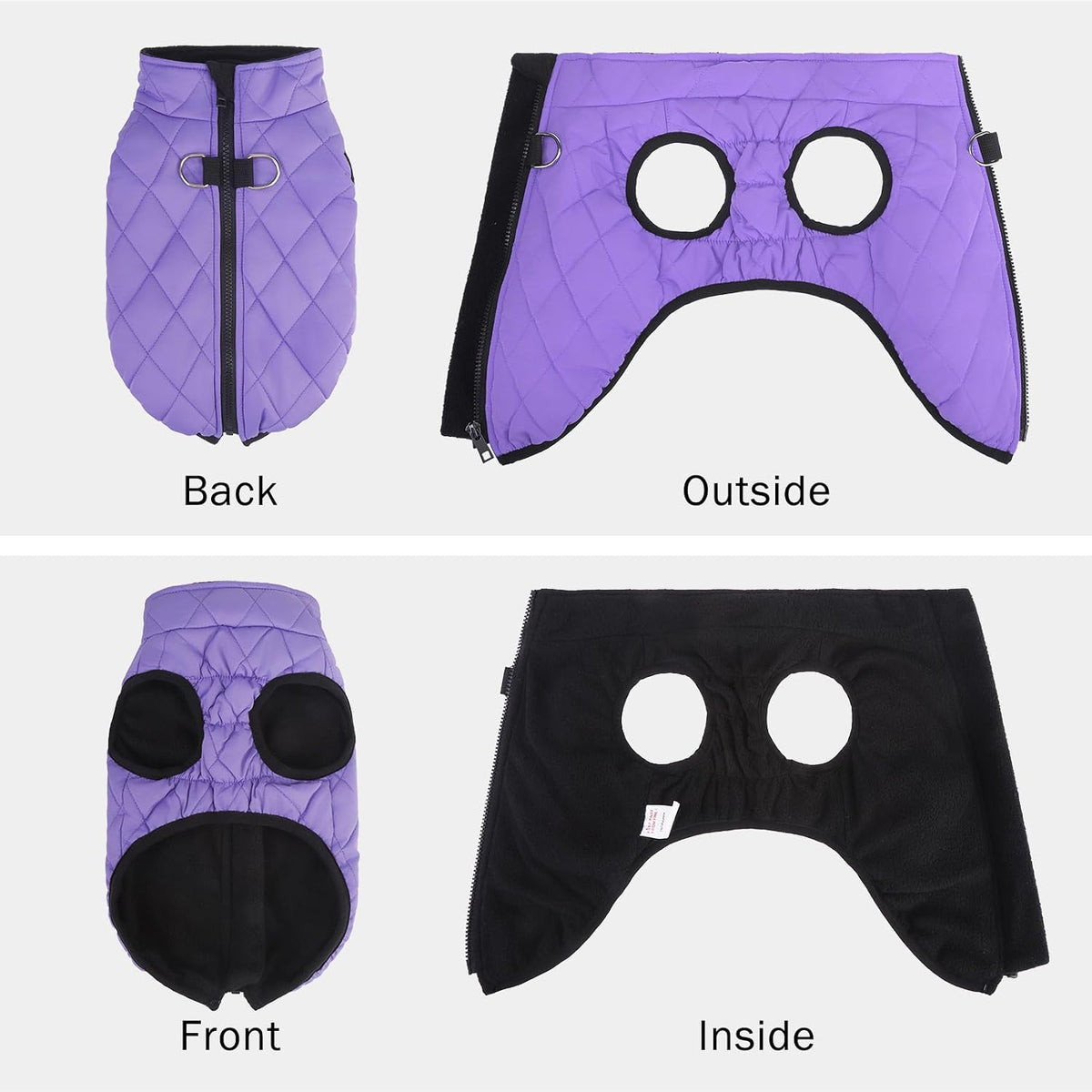 Winter Dog Vest Coat with Harness Built in – Essentials for Dogs - #2 Purple-Gloss / L(Chest 19")-Regular - image 2