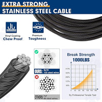 Snagle Paw Dog Leads for Yard 50FT-1000LBS Break Strength,Heavy Duty Tie Out Cable for Dogs with Swivel Lockable Hook & Spring,Chew Proof Dog Chain for Outside,Dog Run Cable for Medium Large Dogs