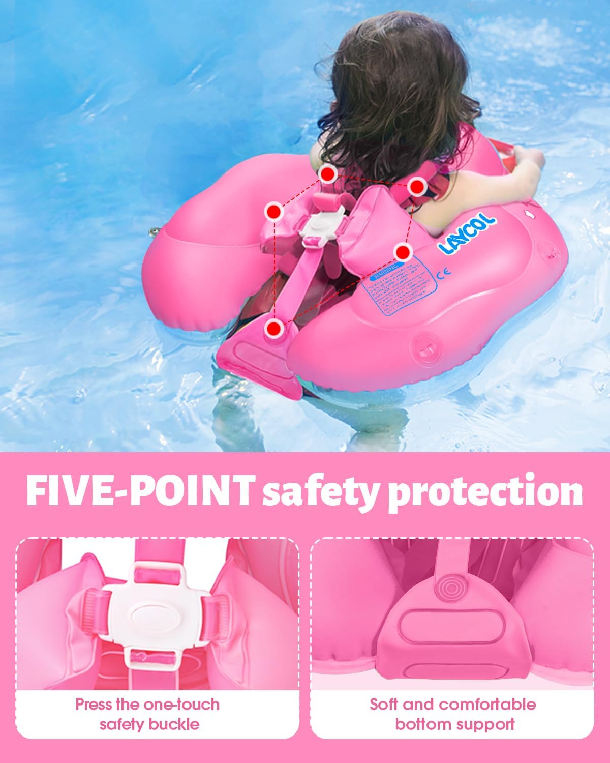 Baby Pool Float with Canopy UPF50+ - Small / PINK - image 4
