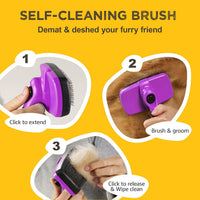 Deshedding Dog Brush for Shedding - Purple - image 3