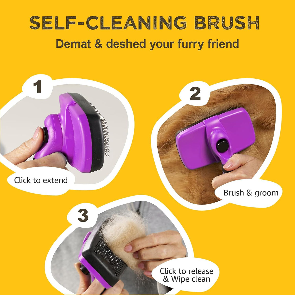 Deshedding Dog Brush for Shedding - Purple - image 3