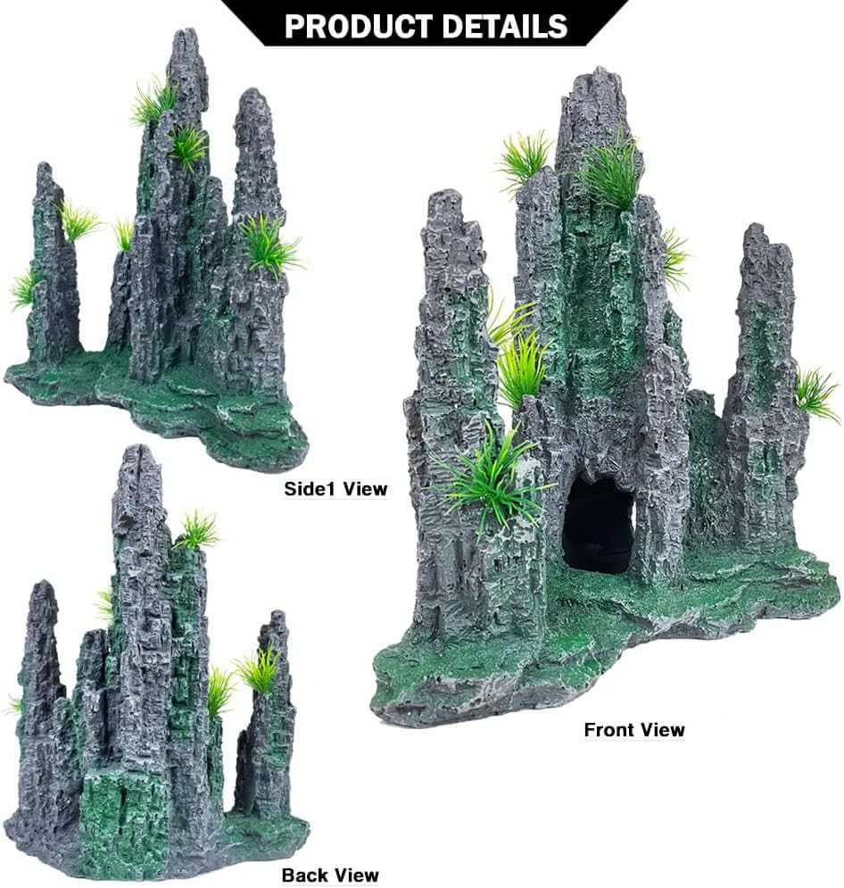 Extra Large Aquarium Decorations Large Fish Tank Rocks Hideout – Essentials for Fish - Muti Peak Large Mountain View - image 3