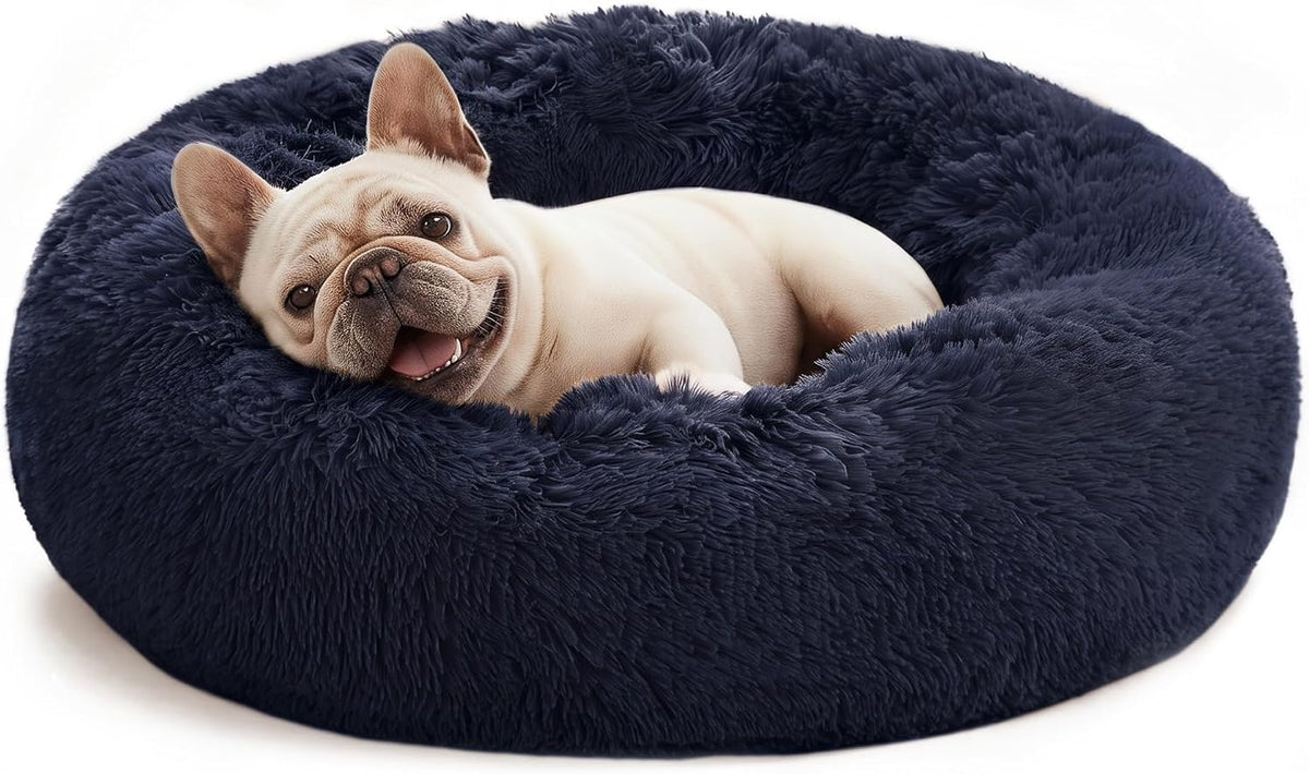 Love's cabin Calming Cat Bed for Indoor Cats - Navy Blue / 24"