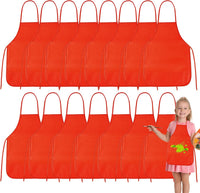 PLULON 8 Pcs Colorful Apron Kids Aprons for Painting Cooking Art Smock – Fun for Kids & Family - Red / 15