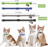4PCS Breakaway Cat Collars, Reflective Cat Collar with Bells - 7.5-12.6 Inch / Black+Blue+Green+Grey - image 2