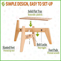 Dog Water Bowl Dispenser Stand - Compatible with Automatic and Gravity Water/Food Dispensers - Adjustable Width, Holds Various Sizes [See Photos for Measurements] - Bamboo