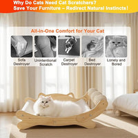 Cat Scratcher Bed for Indoor Cats | 3-in-1 Scratching Post & Hammock Lounge with Wooden Perch, No-Tip Stable Base for Small/Medium/Large Cats ，Durable Scratch Pad & Cat Furniture (Easy Assembly)
