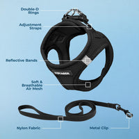 Voyager Step-in Air Cat Harness & Leash Set, XS - Black / XXXS (Chest: 11 - 12") - image 4