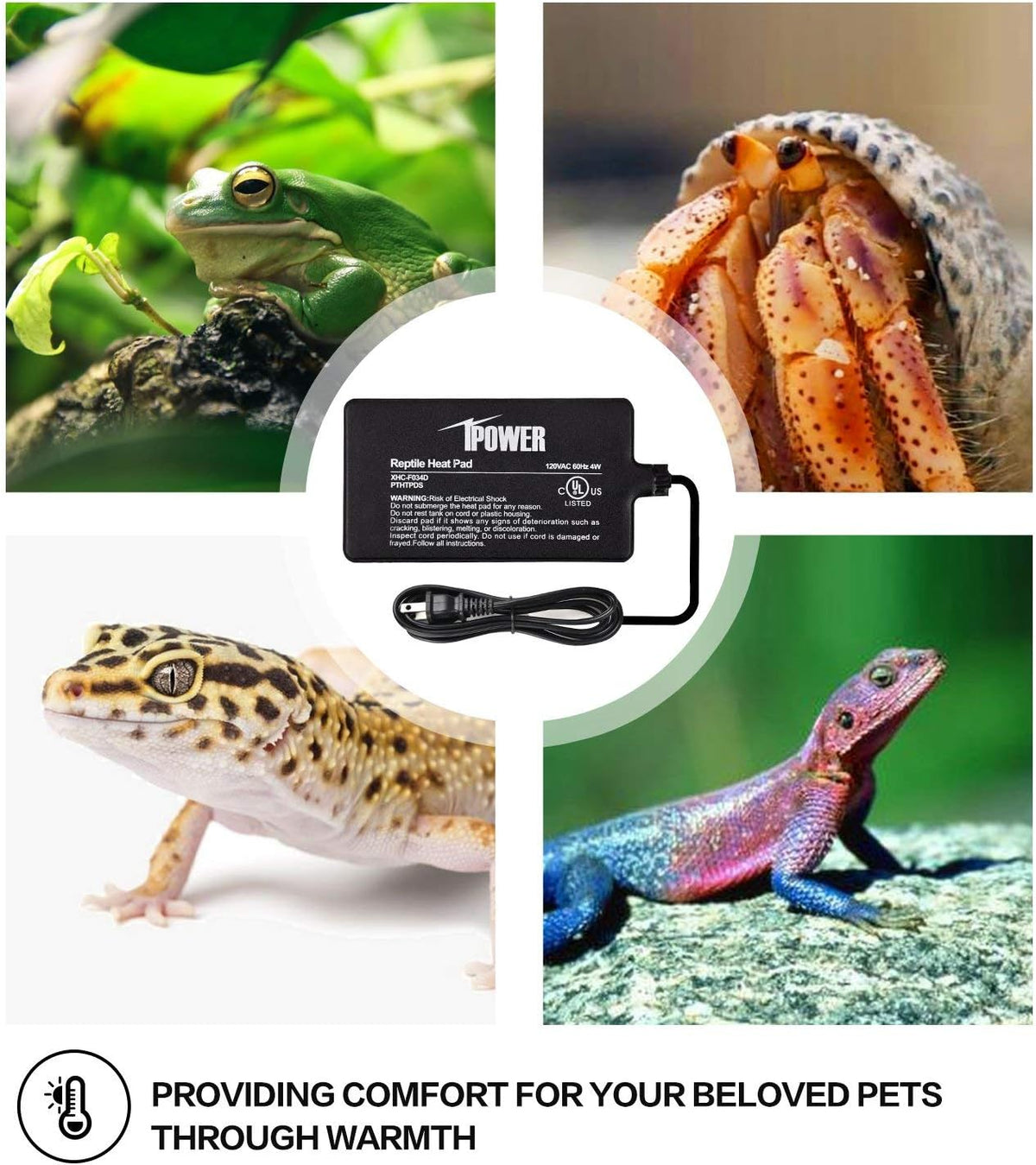 iPower 4 by 7-Inch Reptile Heating Pad Under Tank Terrarium Heater - Black-1 Pack / 4" X 7" (Pack of 2) / Heat Pad - image 2