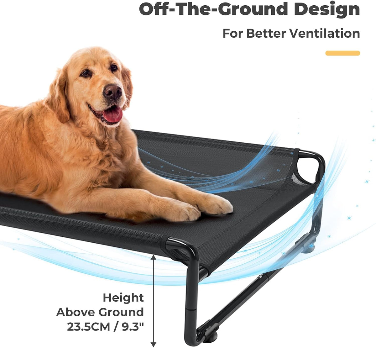Veehoo Outdoor Elevated Dog Bed - Black / 43.7"L x 30.3"W x 9.4"Th - image 4