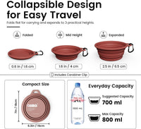 OHMO Collapsible Dog Bowls for Pet Travel, Coral&Brick Red - 2x27oz / Erythrinus&Coral - image 3