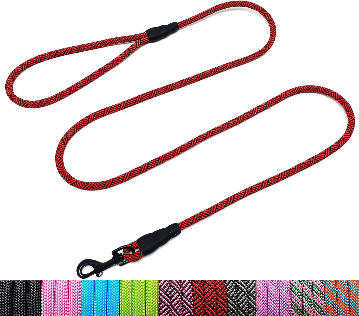 WYuZe 5ft Puppy Leash for Small Dogs Cats - Black Red / 5 FT (3~18 lbs)