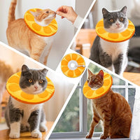 Cat Cone Collar Soft, Cat Recovery Collar for Wound Healing Cute Donut Elizabethan Cone for Kittens, Adjustable Cones for Cats to Stop Licking Neck Protective Cones After Spay(Orange, Small)