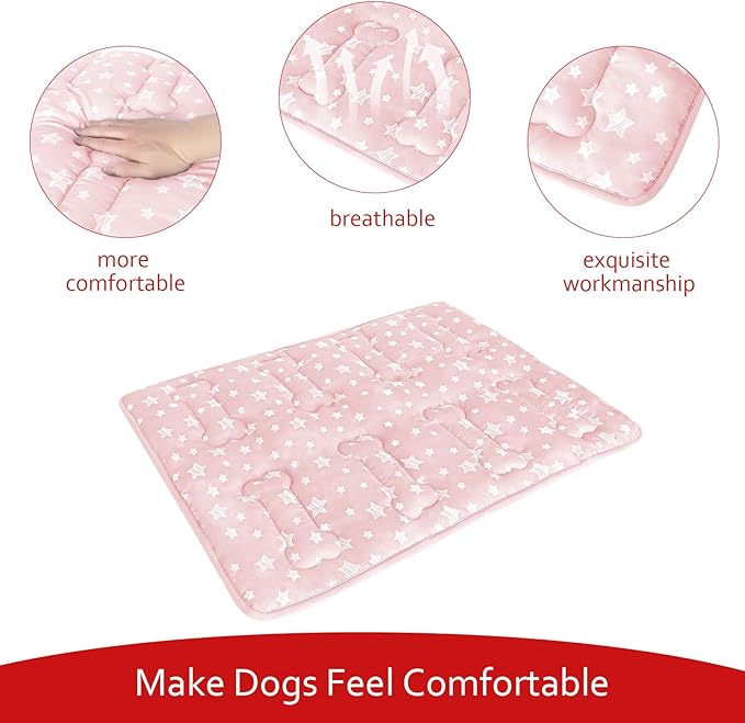Dog Crate Mat (36" X 23"), Soft Dog Bed Mat with Cute Prints, Personalized Crate Pad, Anti-Slip Bottom, Machine Washable Kennel Pad