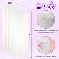 Voircoloria 2 Pack Gold Foil Fringe Backdrop Curtains - White / 4 - image 3