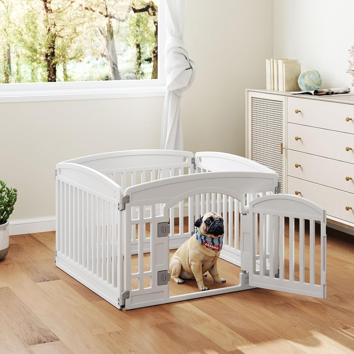 DUMOS Plastic Dog Playpen - White / 4 Panel / 24IN - image 2
