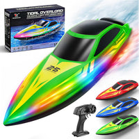 Cirmine 10 inch RC boat with colorful LED lights on the water - view 3