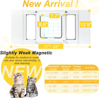 Cat Door for Window & Small Dog, Quick Damage-Free Install - M: Fits 28"-32" Width / Standard Height(H:12.9") - image 2