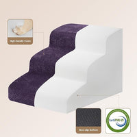 EHEYCIGA Curved Dog Stairs Ramp for Small Dogs 15.7" H, 3-Step Dog Steps for Couch Sofa and Chair, Pet Stairs for Cats, Non-Slip Balanced Pet Steps Indoor, Purple