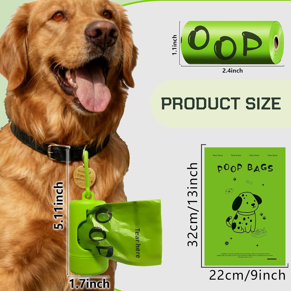 Cherry Blossom Scented Dog Poop Bags, 42 Rolls 630 counts - Green / 360 Count (Pack of 1) - image 2
