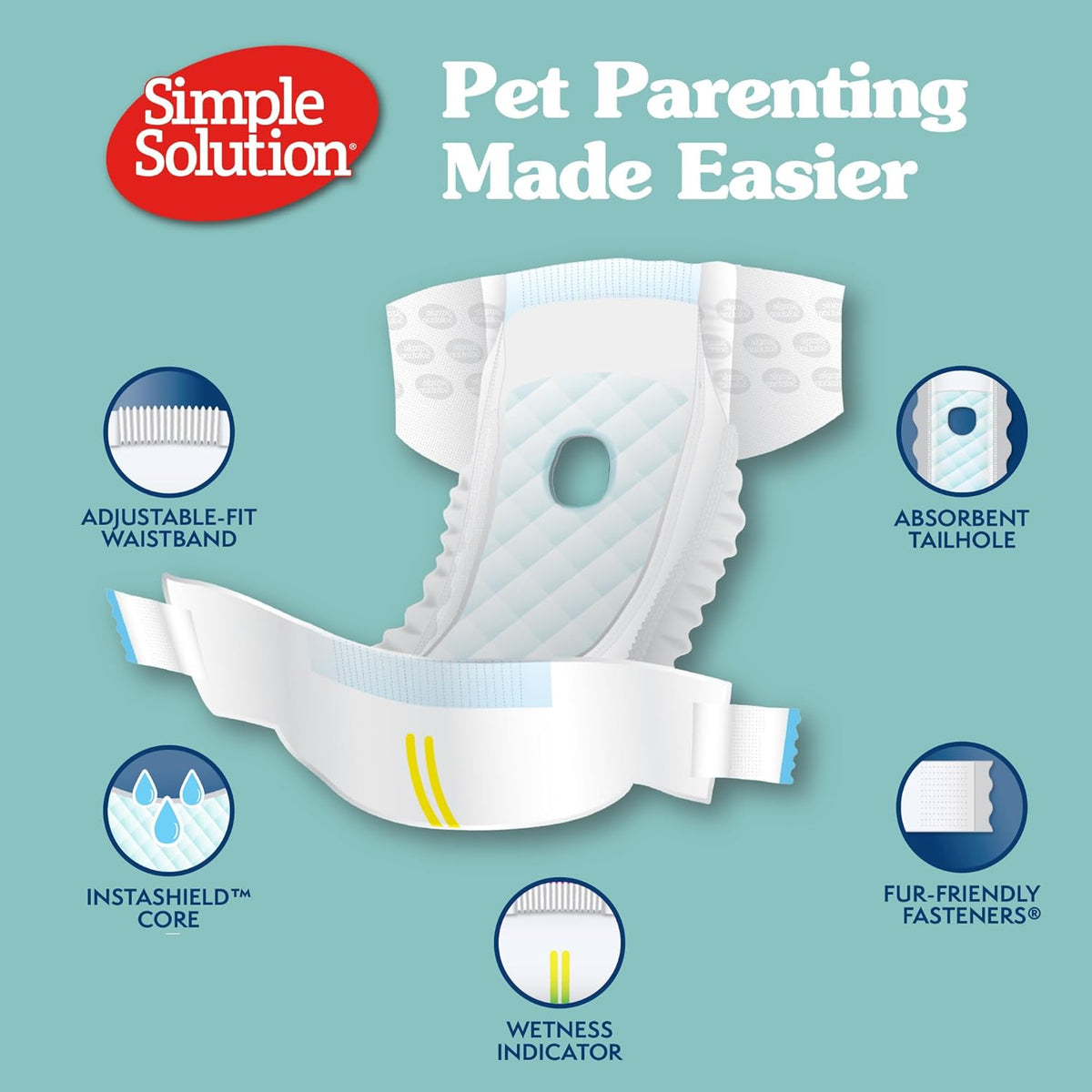 Simple Solution Female Dog Diapers, Disposable Dog Diapers - 30 Count / Small - image 2