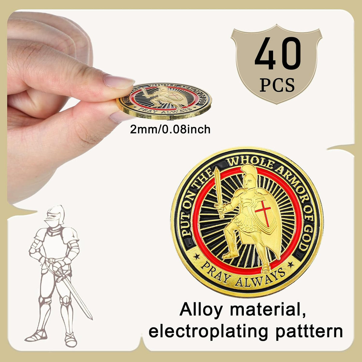 Nosiny 40 Christian challenge coins in gold zinc alloy with double sided print - view 25