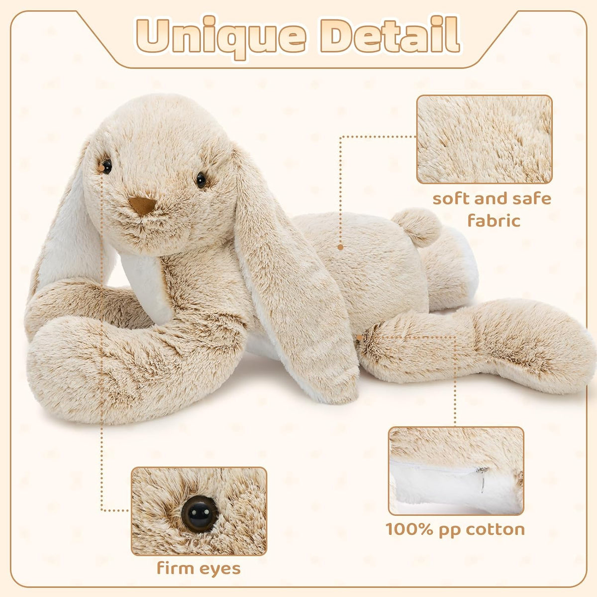 BENINY 31 Inch Giant Bunny Stuffed Animal - Bunny_brown 31in - image 4