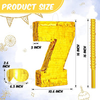 Sratte gold foil number piñata set with gold blindfold, piñata stick and bag of confetti - view 18