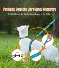 Cat Harness and Leash Set, Escape Proof Cat Harnesses – Essentials for Cats - Hawaii Green / Medium (8-18 lb) - image 4