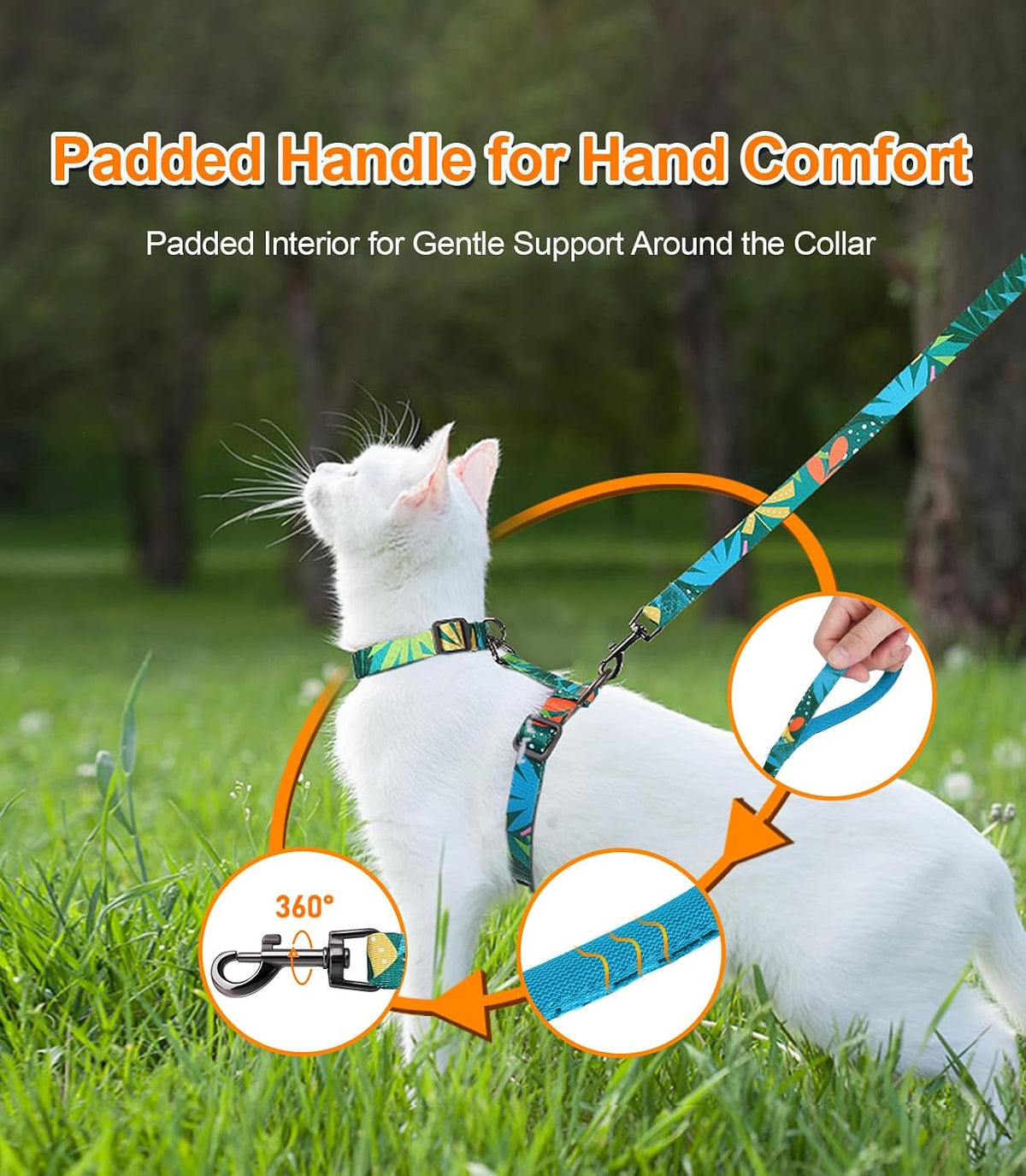 Cat Harness and Leash Set, Escape Proof Cat Harnesses – Essentials for Cats - Hawaii Green / Medium (8-18 lb) - image 4
