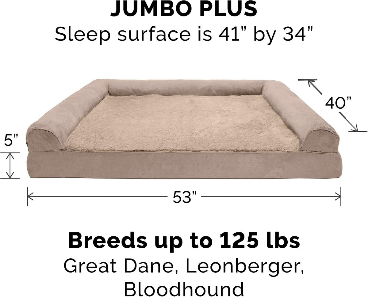 Furhaven Orthopedic Dog Bed for Large Dogs w/ Removable Bolsters - Jumbo Plus / Almondine - image 2