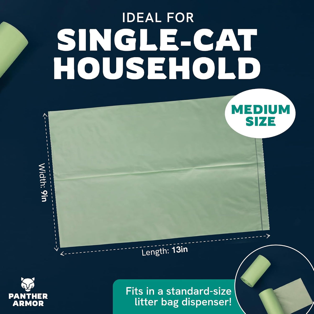 Panther Armor Cat Litter Bags for Poop - Medium (13 x 9 in) – 100 Count - image 2