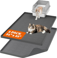 2 Pack Silicone Cat Litter Mat 34 x 22 in, Easy to Clean - Gray / 2 Pack