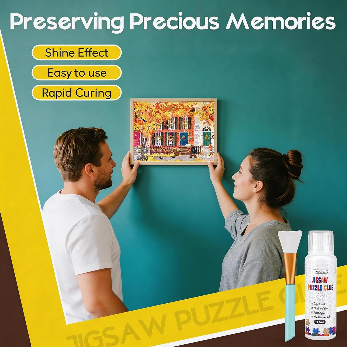 YAKAMOZ Jigsaw Puzzle Glue Clear with Sponge Head & Silicone Brush - 120ml - image 3