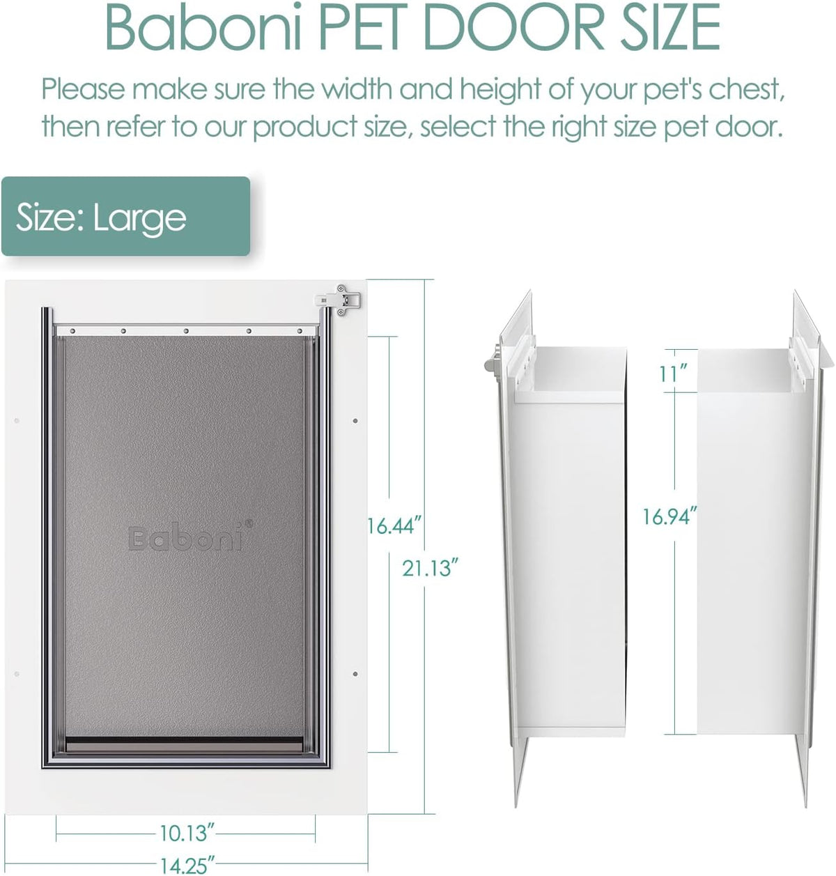 Baboni Pet Door for Wall, 3-Flap - 3-Flap(Metal Frame,Aluminum Lock) / Large - image 3