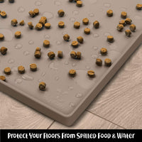 DogBuddy Dog Food Mat, Waterproof Silicone Pet Bowl Mats with Raised Edge – Essentials for Dogs - 28"L x 18"W / Taupe - image 3