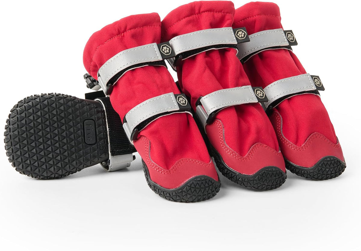 Spark Paws Dog Winter Boots, Waterproof Snow Booties - Red / Size 8: 3"x3.6"(W*L) (Pack of 4)