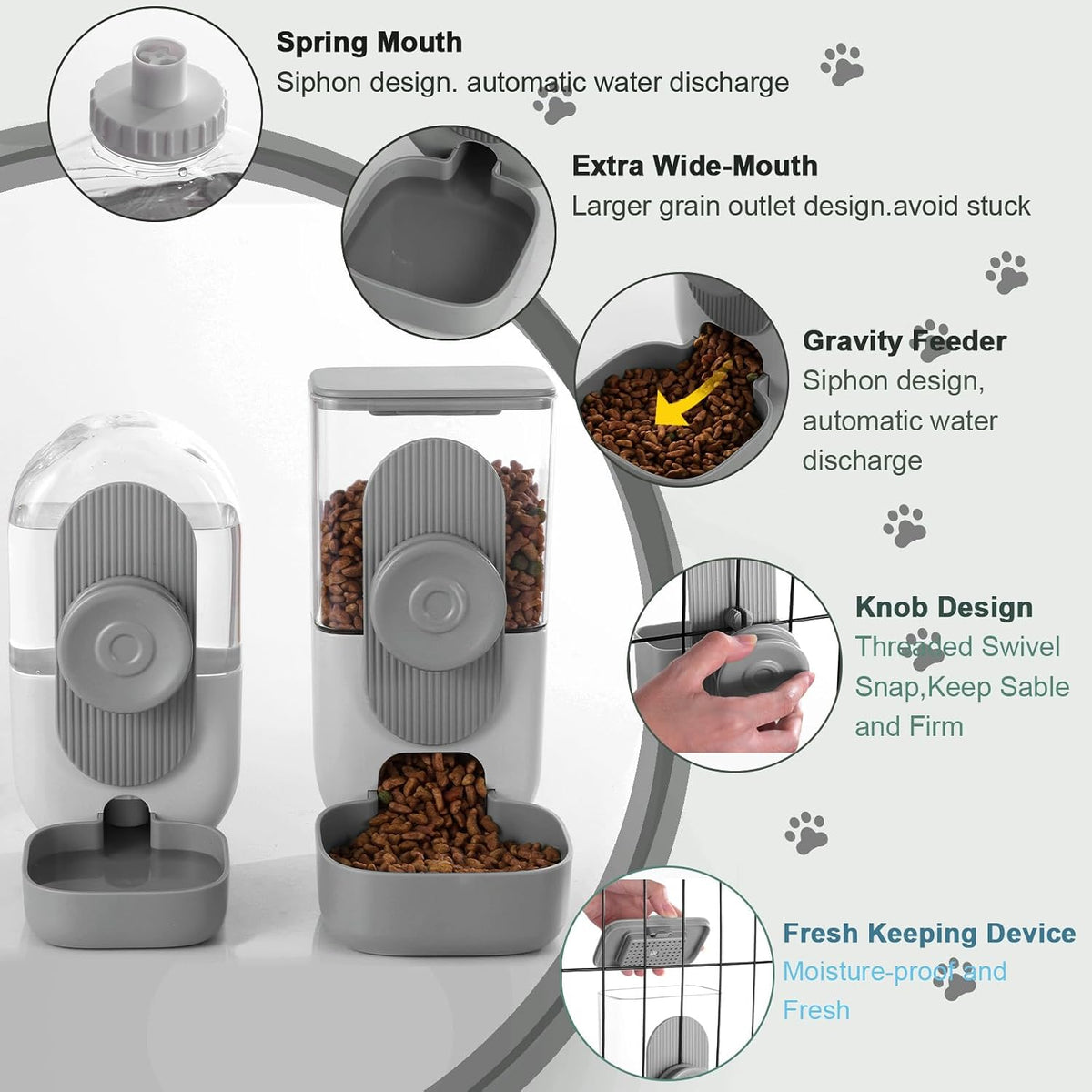 Lemtrflo Rabbit Feeder, Bunny Water Bottle Dispenser - Gray - image 3