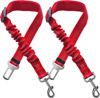 2 Dog Car Harness Seatbelt Seat Belt Leash Travel Accessories Bungee - Red / 2 Packs