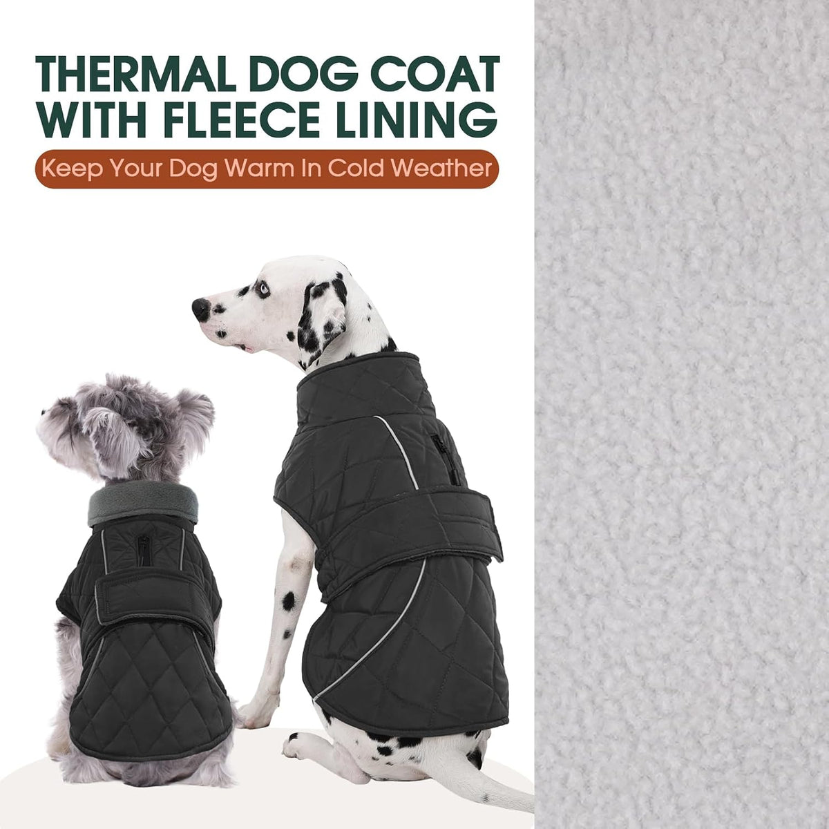 Kuoser Large Dog Coat, Fleece Lined Dog Winter Jacket with Harness Hole, L – Essentials for Dogs - Small (Chest: 12.59" - 16.53") / Silver Grey - image 4