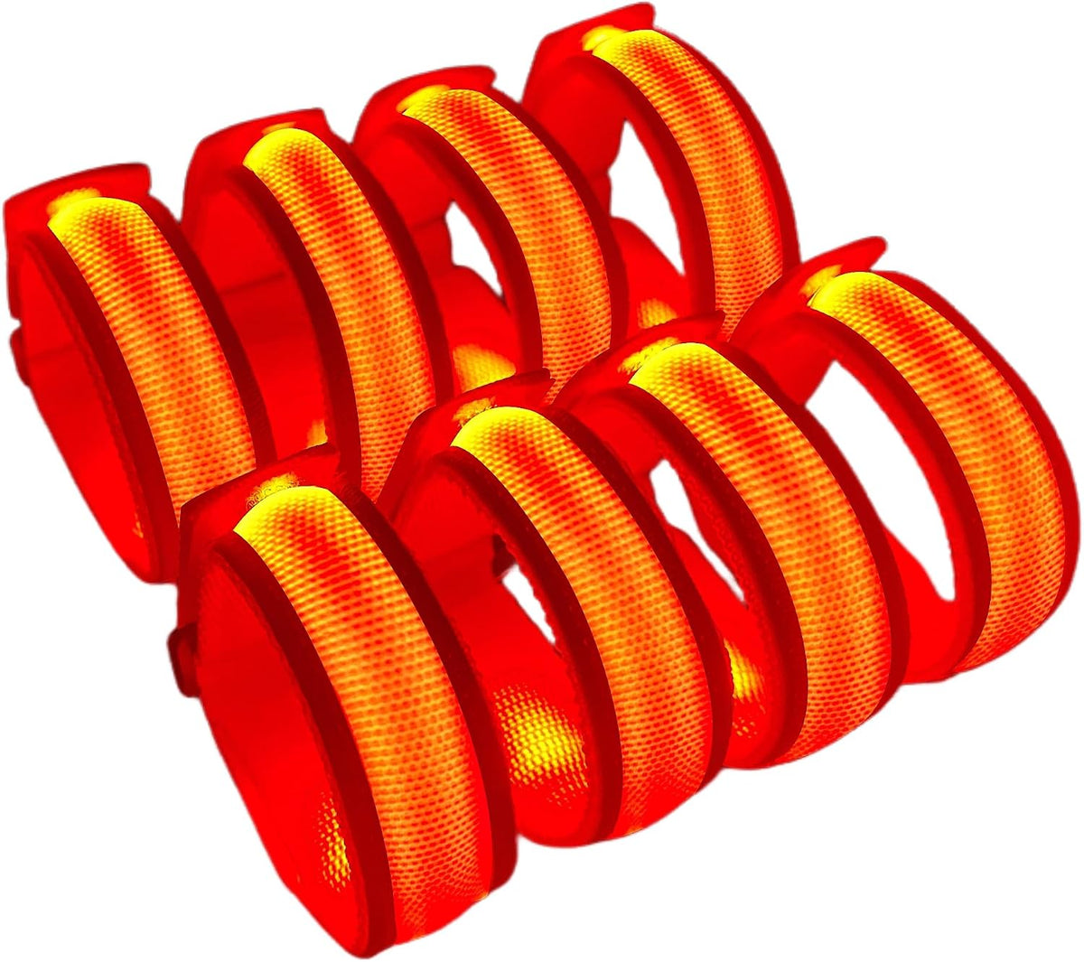KIRALUMI 8 Pack LED Light Up Bracelets, 3 Modes - Red - 8 PCS