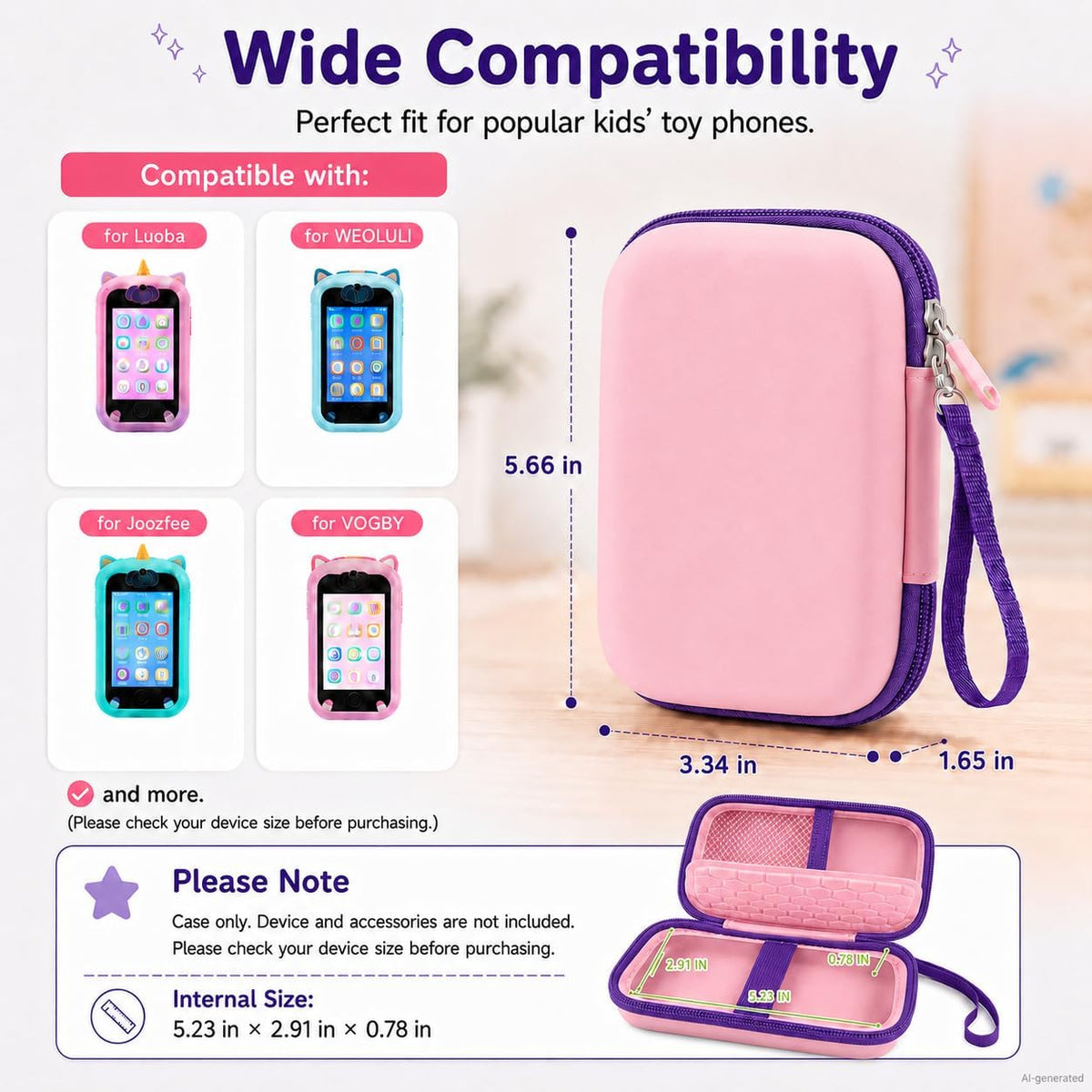 ALKOO kids smartphone case, zip carrying box for kids toy phones and learning cameras - view 23